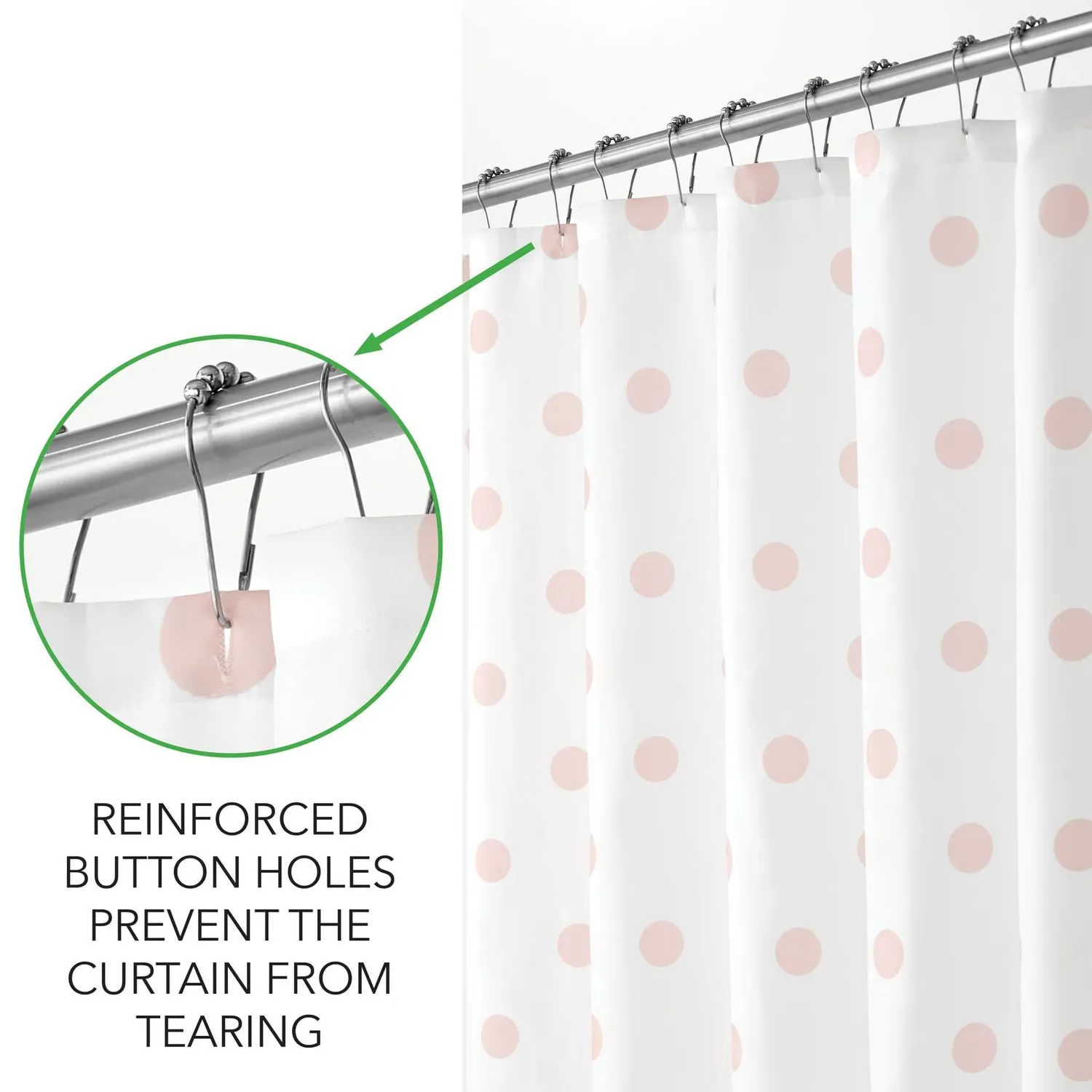 mDesign Duschvorhang Punkte rosa weiß 183x183 wasserabweisend