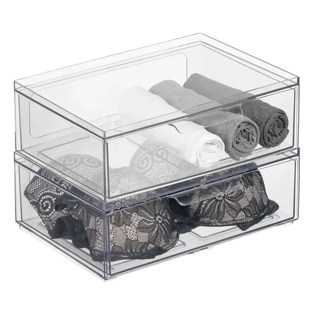 M Design Schubladenbox mit Schublade 2er-Set durchsichtig stapelbar