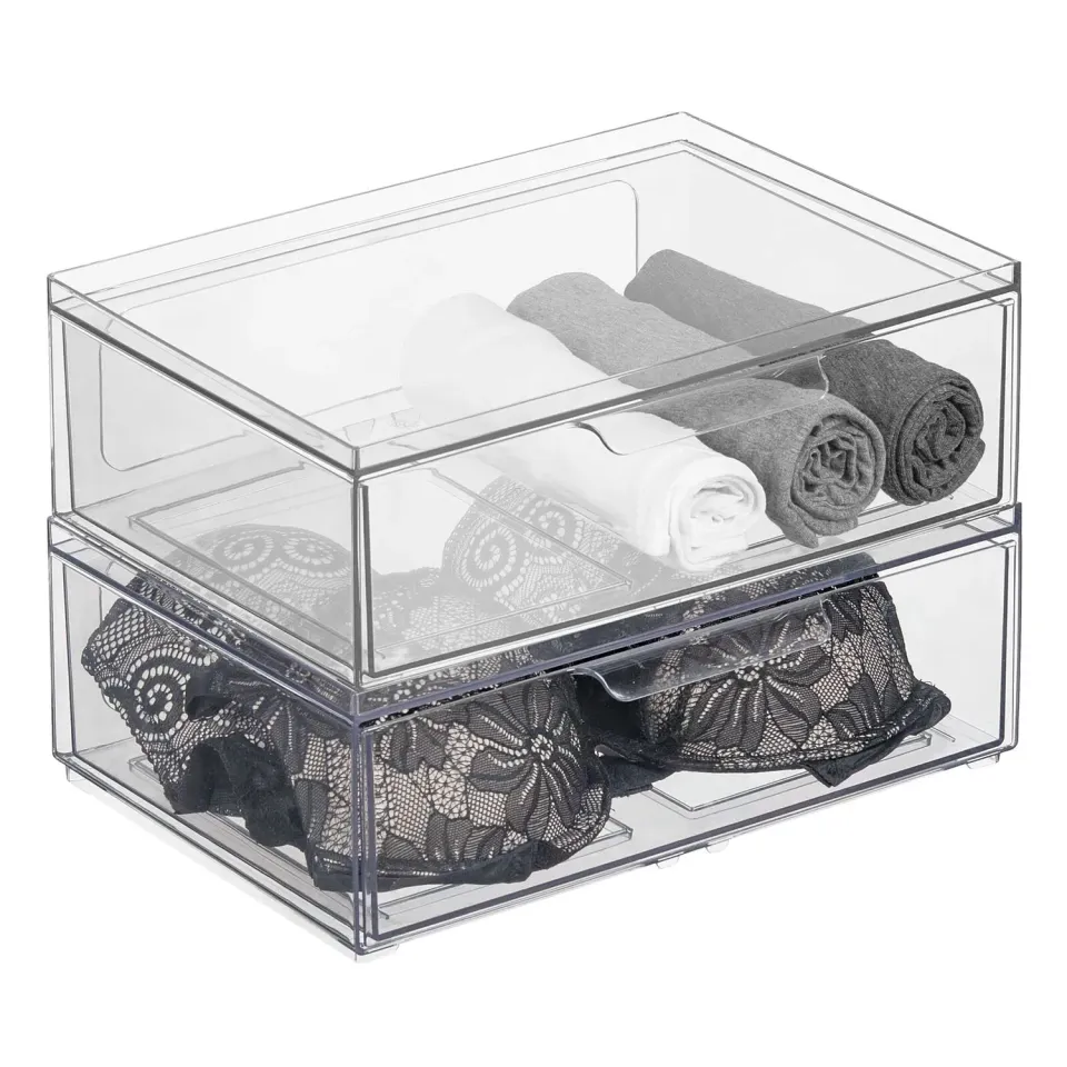 M Design Schubladenbox mit Schublade 2er-Set durchsichtig stapelbar