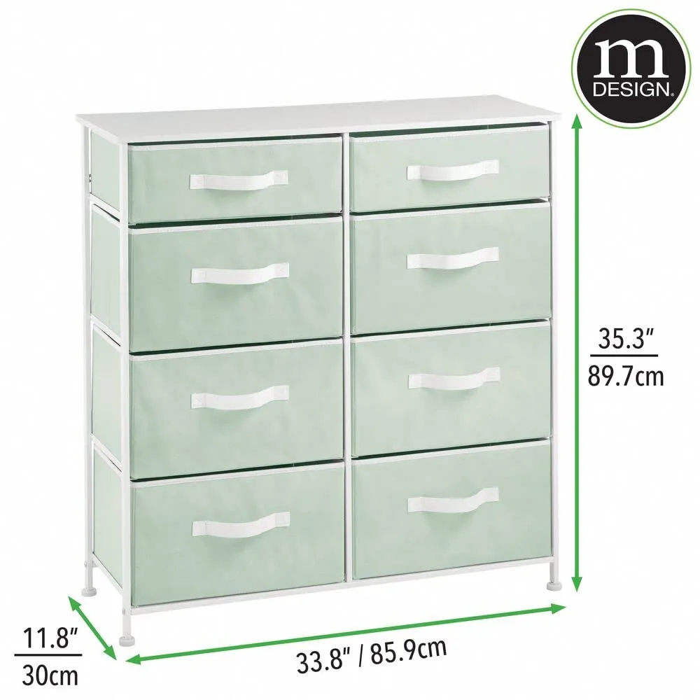 mDesign Kommode 8 Schubladen Schrank mintgrün/weiß Stoff