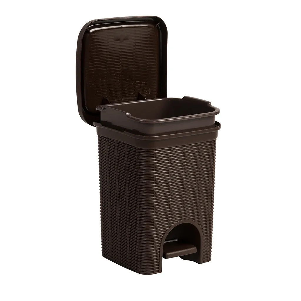 Kreher Badmülleimer Rattan Treteimer 6 Liter Weiß mit Deckel