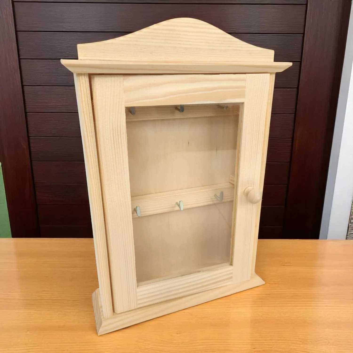 GoodFreshDecor Schlüsselkasten Holz 29,5 cm natur 6 Haken