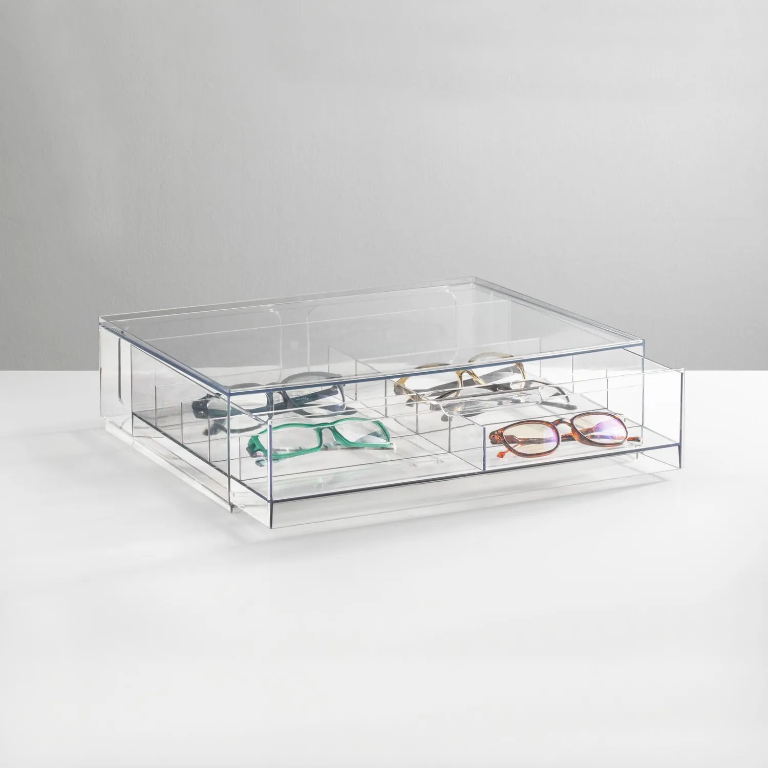 mDesign Brillenaufbewahrung 2 Schubladen weiß transparent