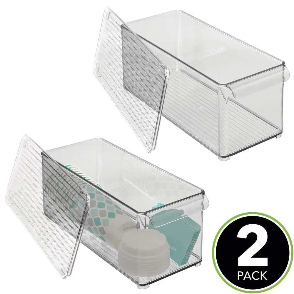 mDesign Kühlschrankbox Aufbewahrungsbox Deckel 2er-Set rauchgrau