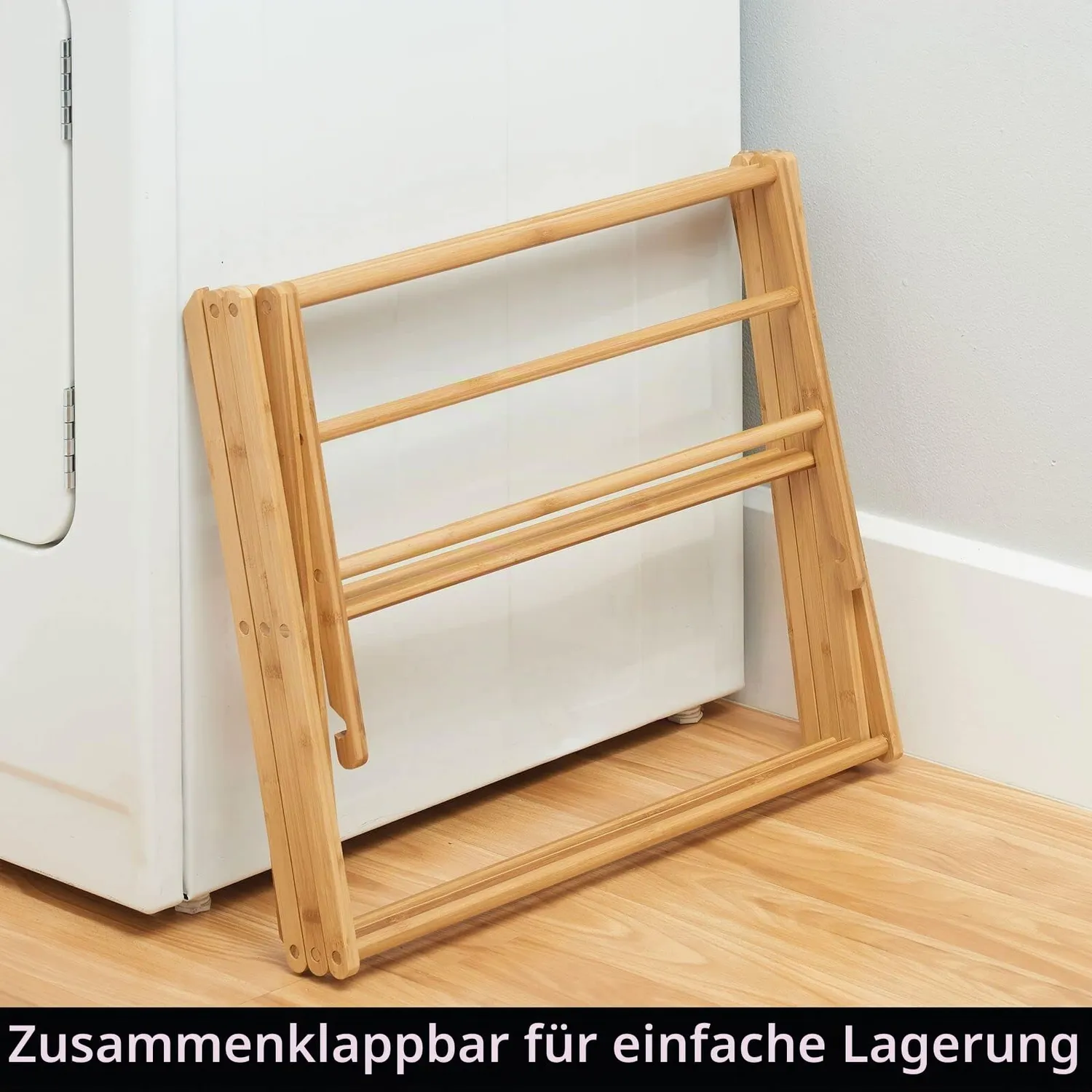 mDesign Wäscheständer Bambus Turmtrockner 3 Ebenen naturfarben
