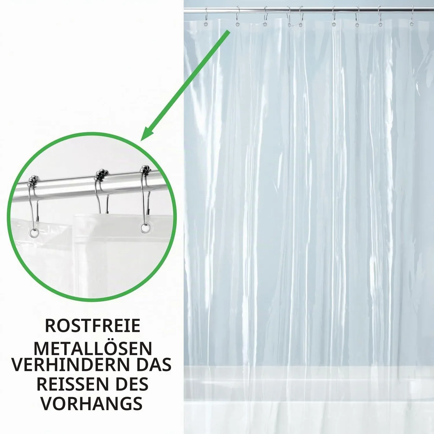 mDesign Duschvorhang Liner transparent PEVA 183x244cm