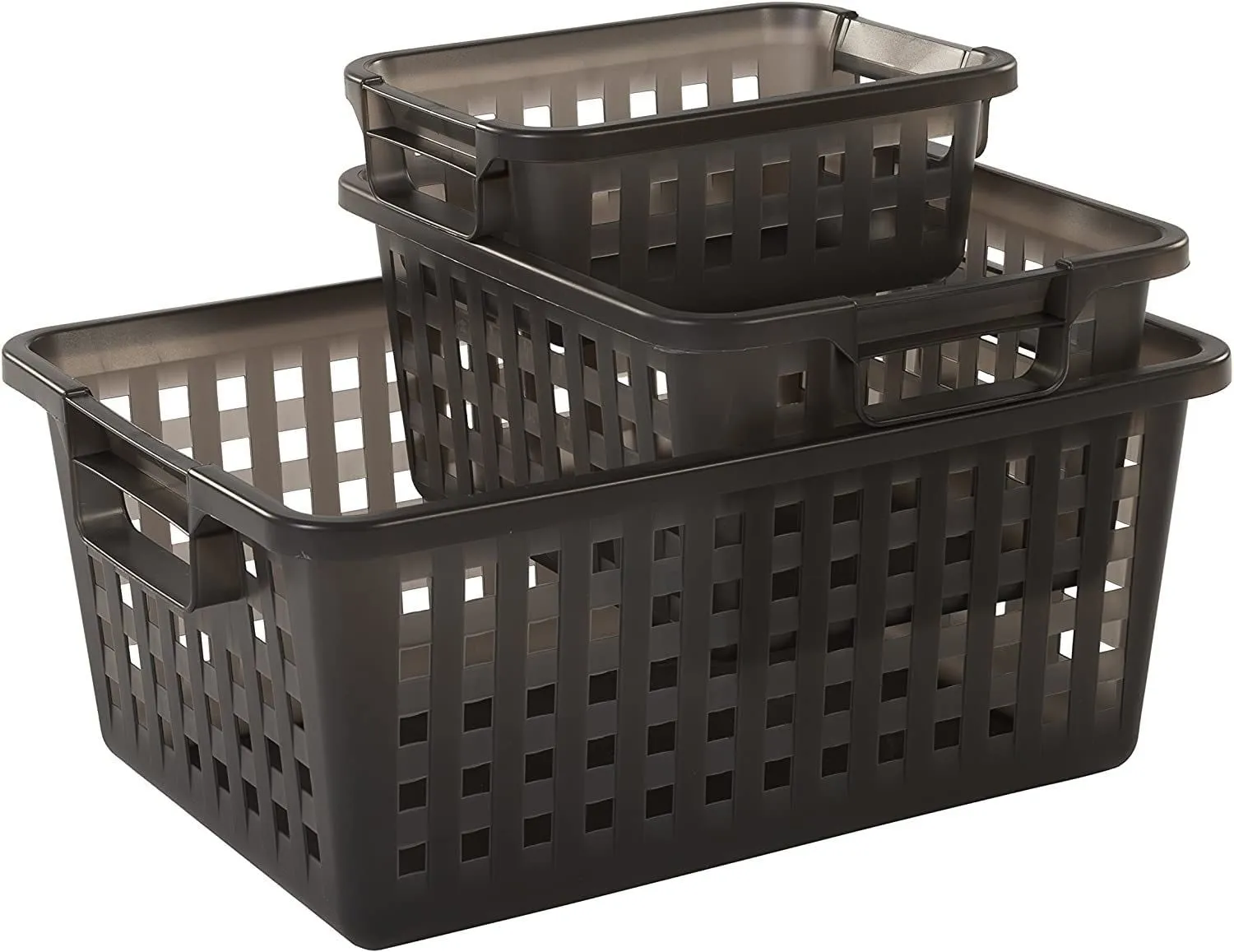 Iris Ohyama VM-30 Korb 11,6L 3er Set Grau mit Griffen