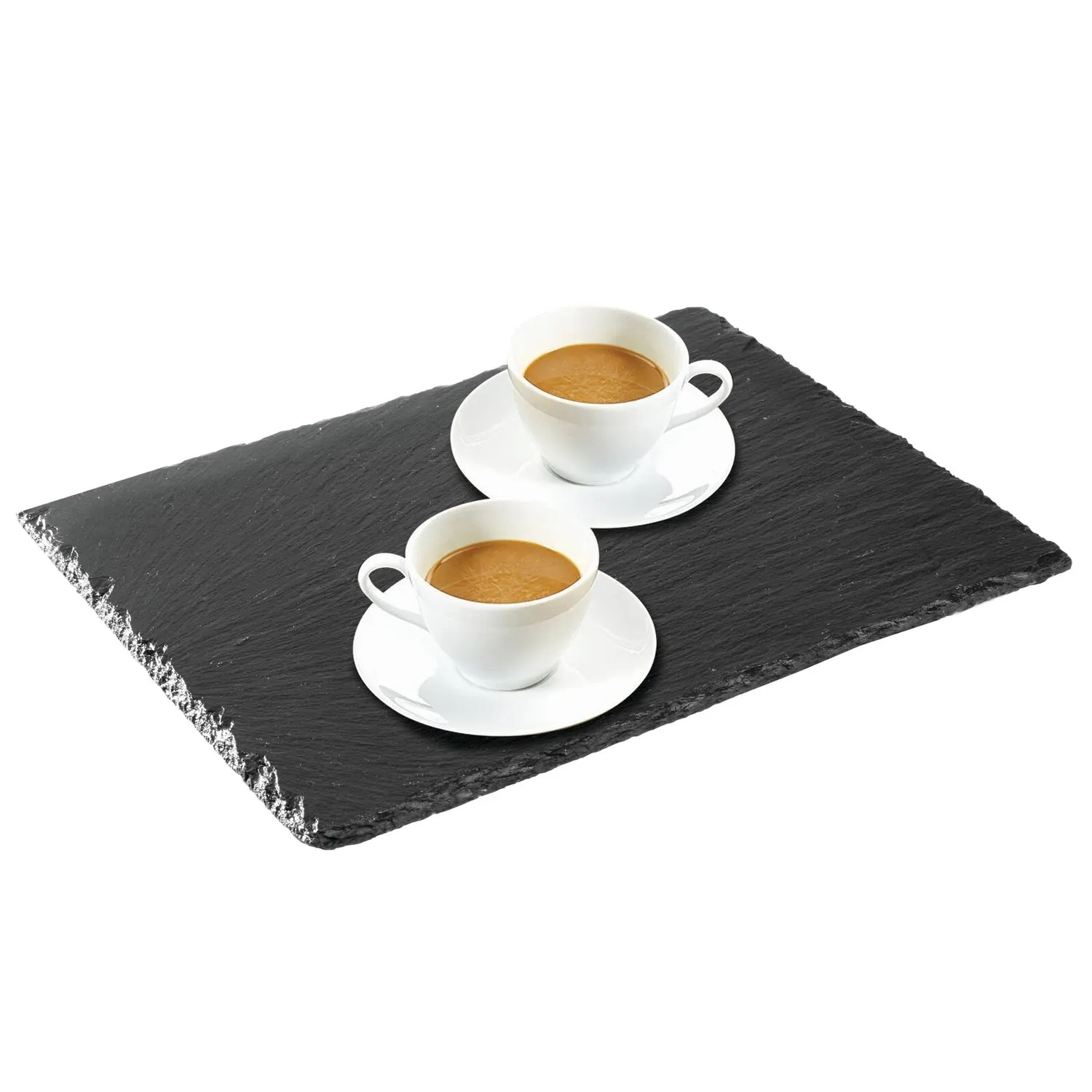mDesign Schieferplatte Serviertablett 4er-Set schwarz