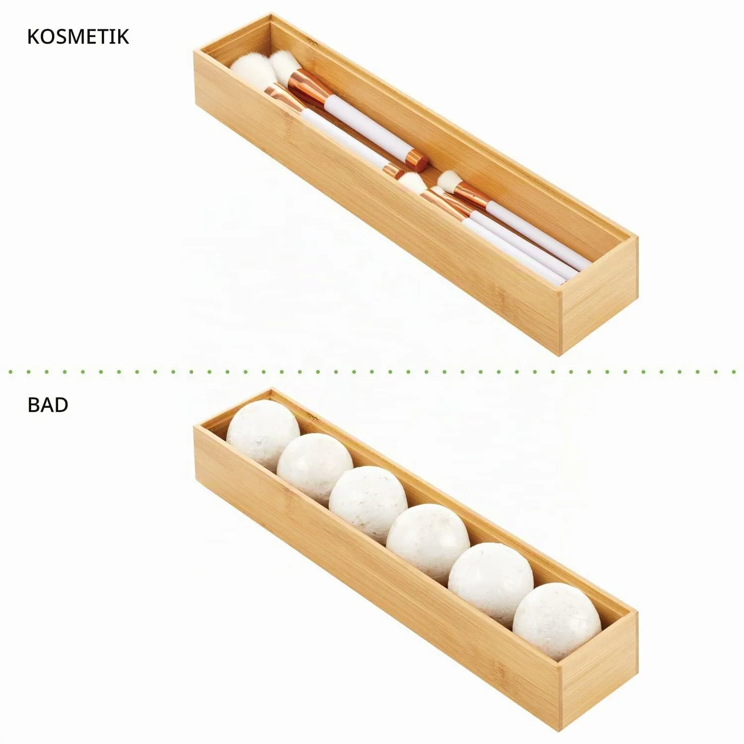 mDesign Schubladeneinsatz Holz Schubladenbox 38,1 cm 2er-Set natur