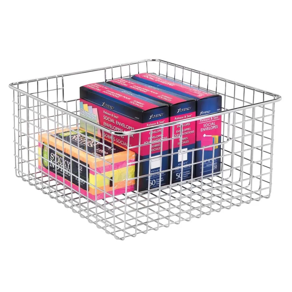 mDesign Drahtkorb Chrom 2er-Set 30,5 cm mit Griffen Metall