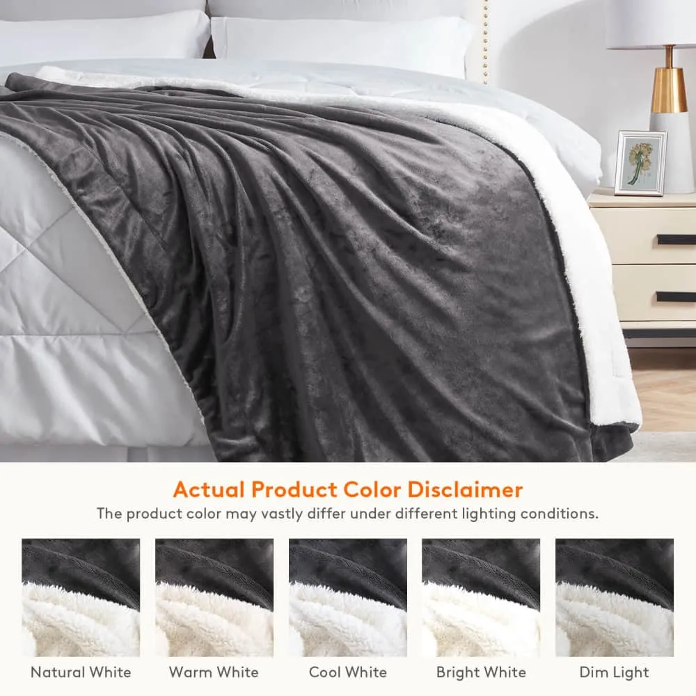 Lifewit Sherpa Kuscheldecke Grau Fleecedecke 127x152cm