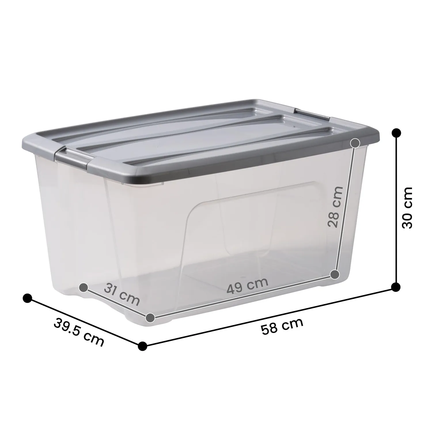 Iris Ohyama NTB-45 Aufbewahrungsbox Silber 45L 2er-Set stapelbar
