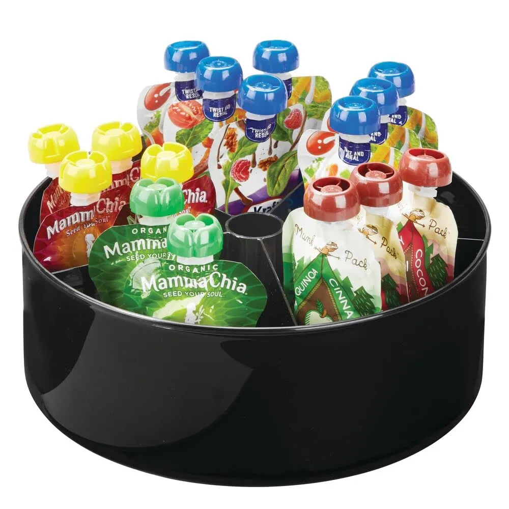 mDesign Küchenrondell Drehteller 4er-Set schwarz 5 Fächer