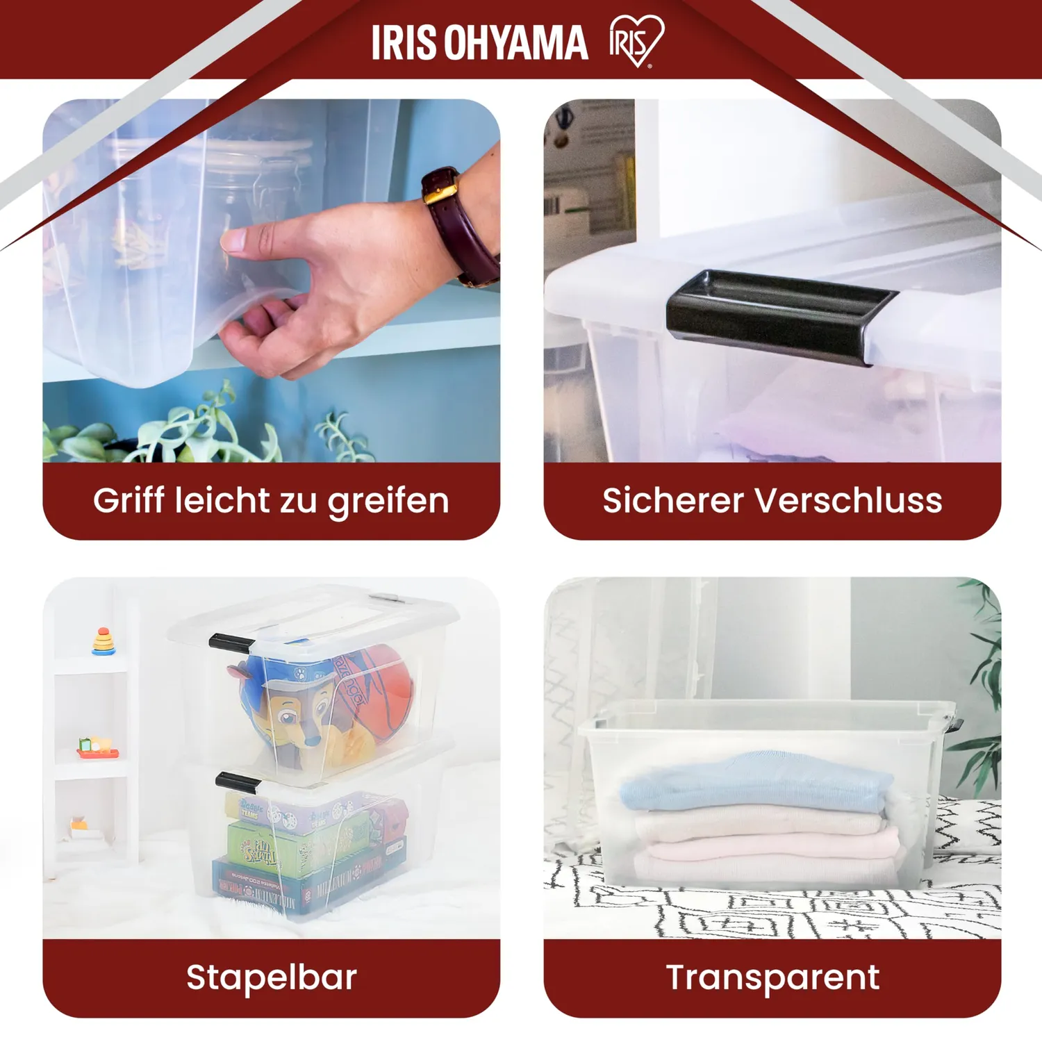 Iris Ohyama NTB-45 Aufbewahrungsbox 45L 6er-Set transparent