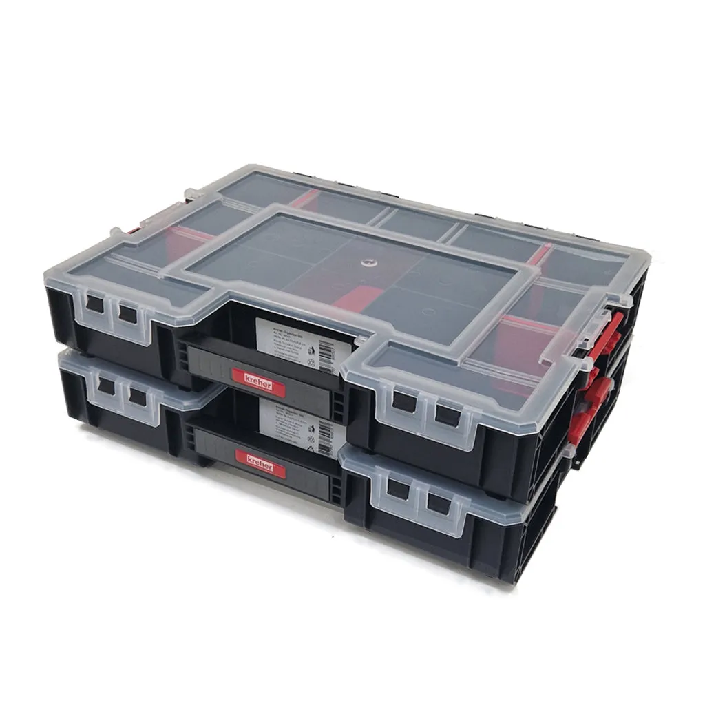 Kreher Regulat Sortimentskasten 2er Set Transparent Stapelbar