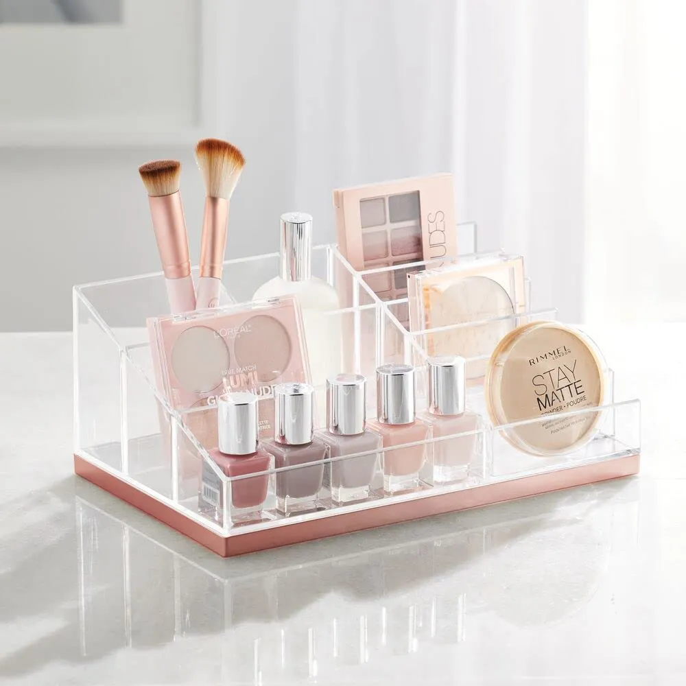 mDesign Kosmetik Organizer Rosegold 10 Fächer durchsichtig