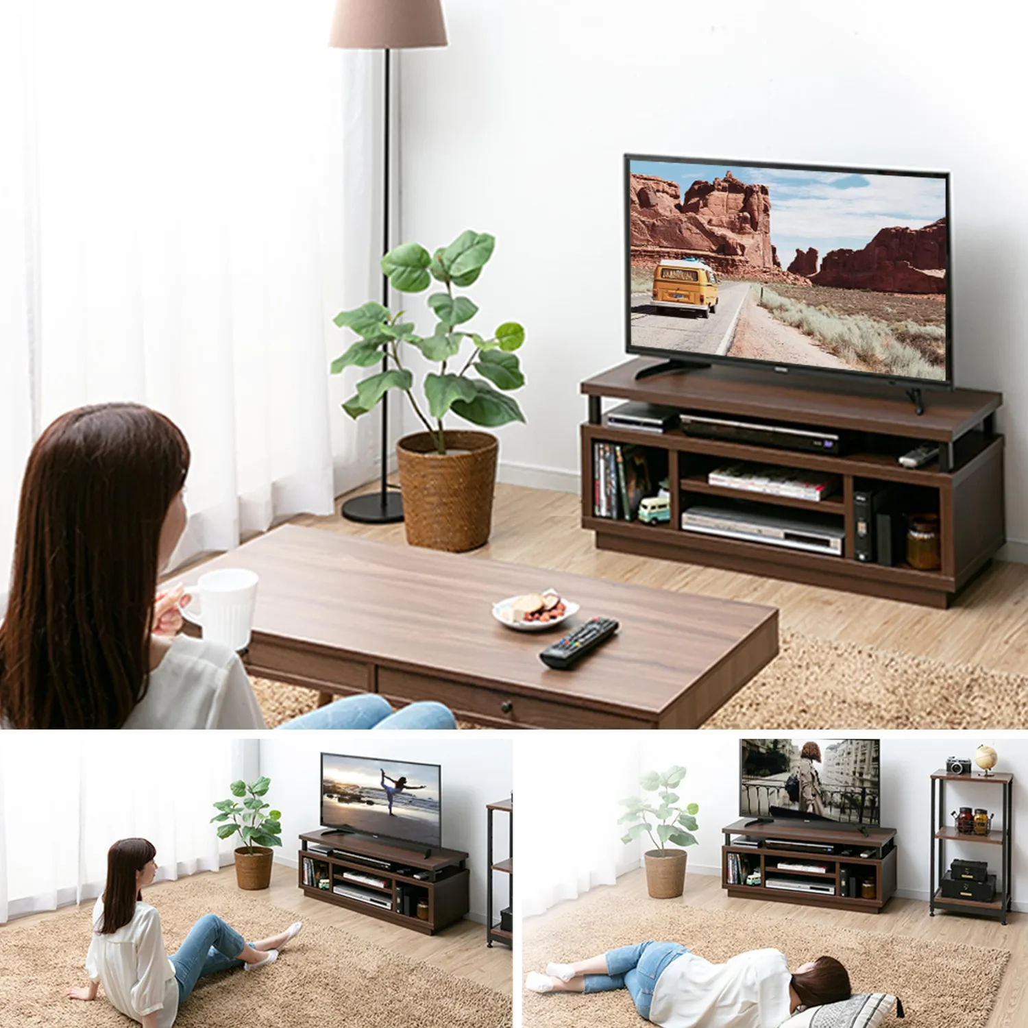 Iris Ohyama OTS-100M Lowboard TV-Bank braun 100 cm