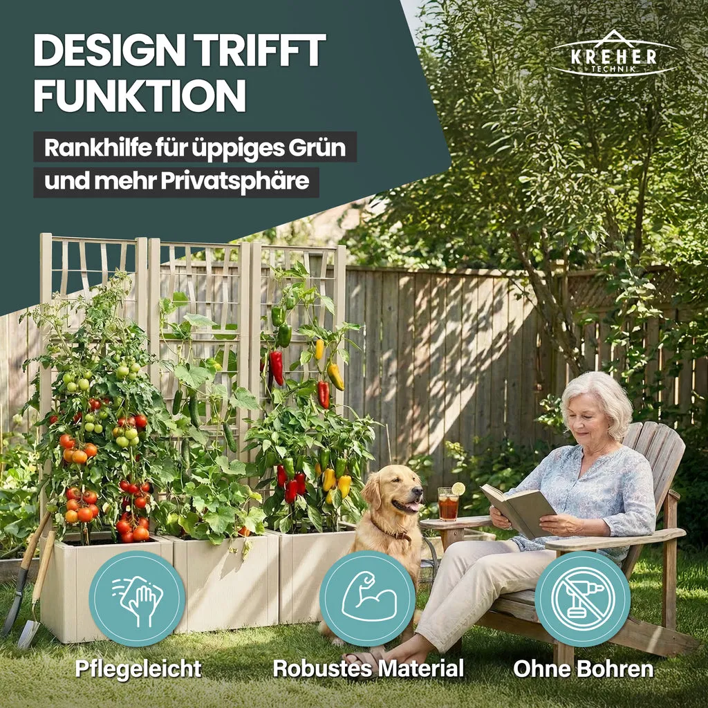 Kreher Ethica Spalier Pflanzkasten Beige 2er-Set 140 cm