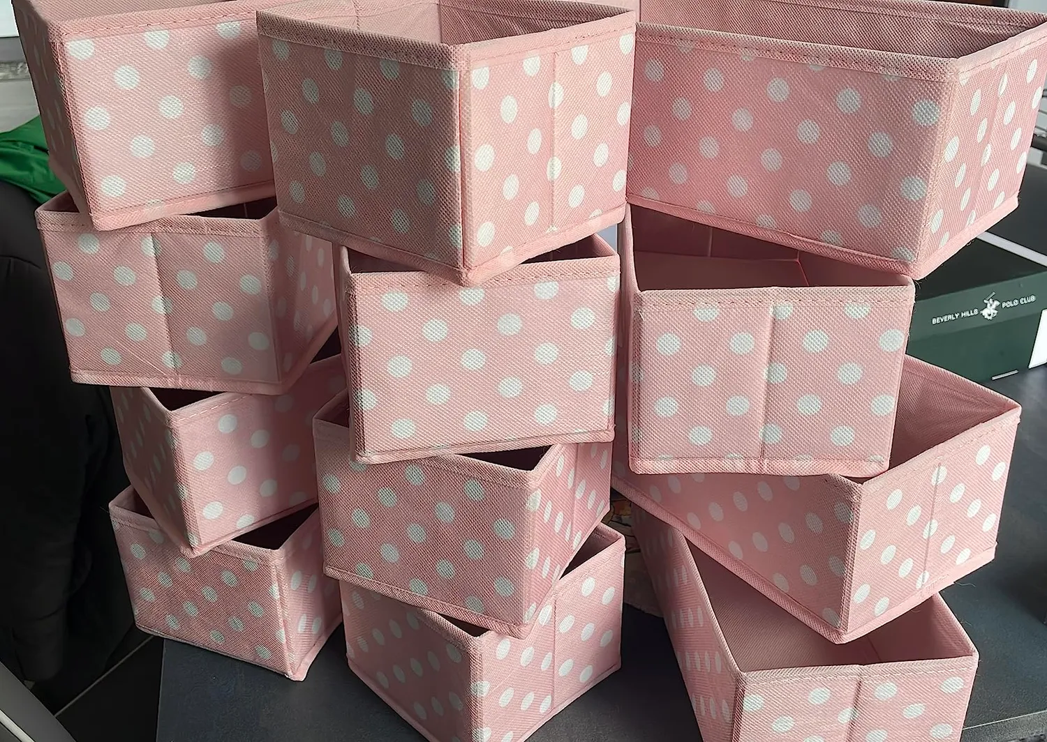 mDesign Aufbewahrungsbox Stoffbox grau Fischgrät 12er-Set