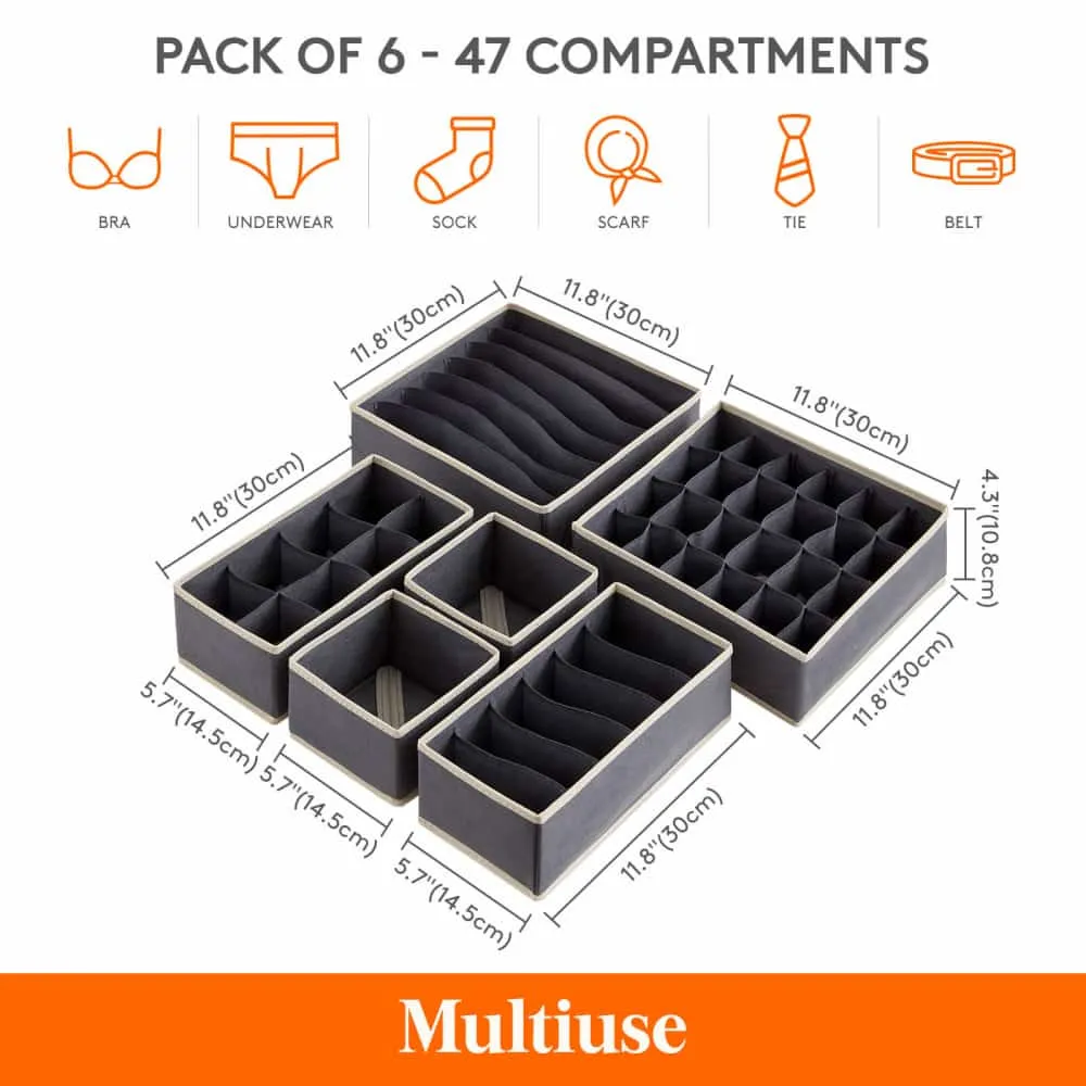 Lifewit Schubladen Organizer Stoff grau 4er Pack für Wäsche