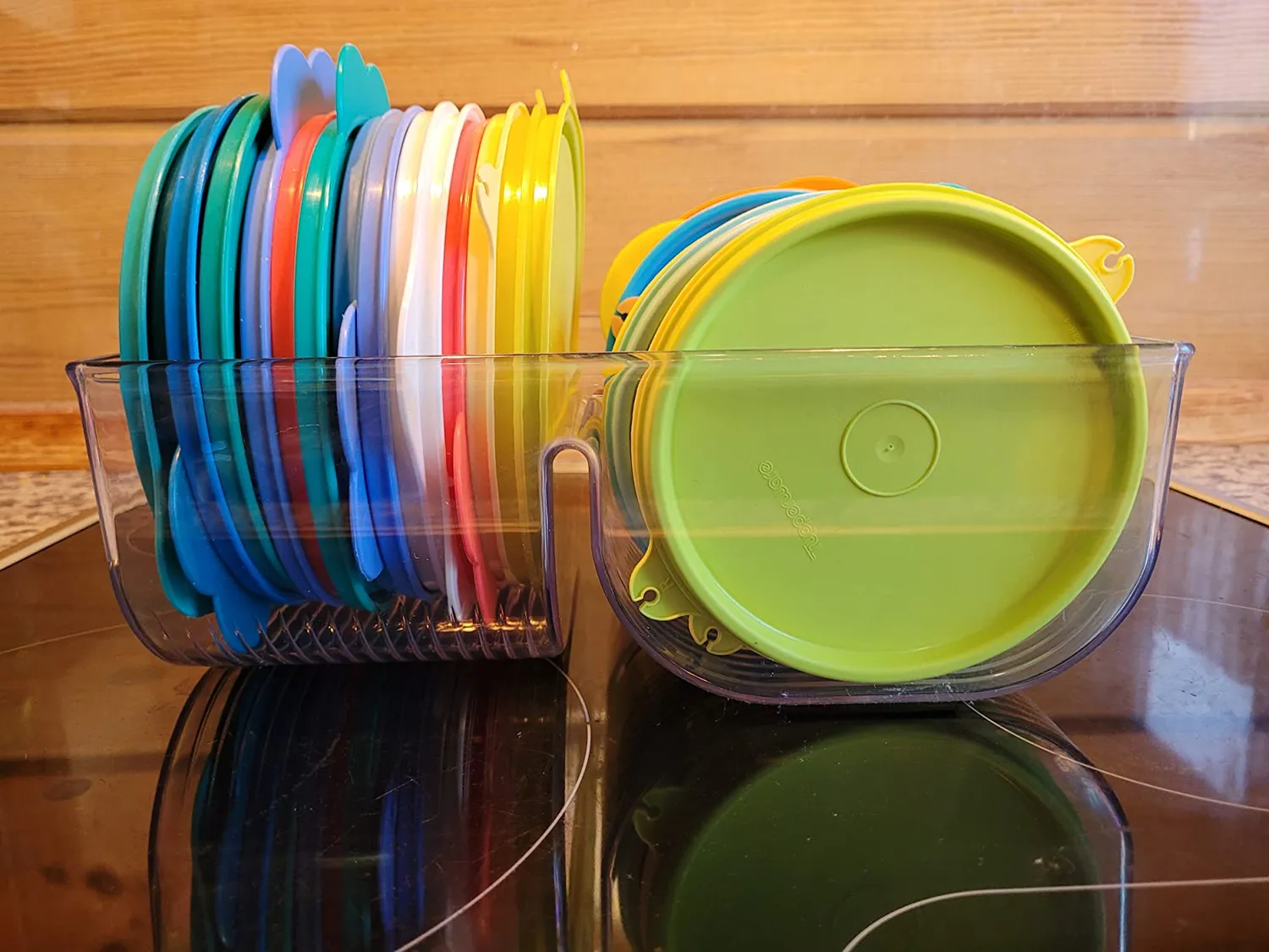 mDesign Deckelhalter 2er-Set durchsichtig Kunststoff stehend