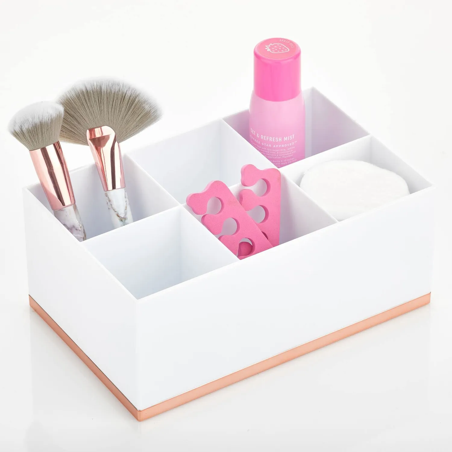 mDesign Make-up Organizer 6 Fächer weiß rotgold Kunststoff