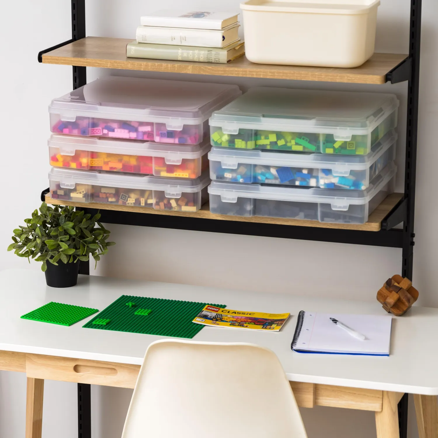Iris Ohyama SBC-350 Aufbewahrungsbox 10L 6er-Set transparent stapelbar