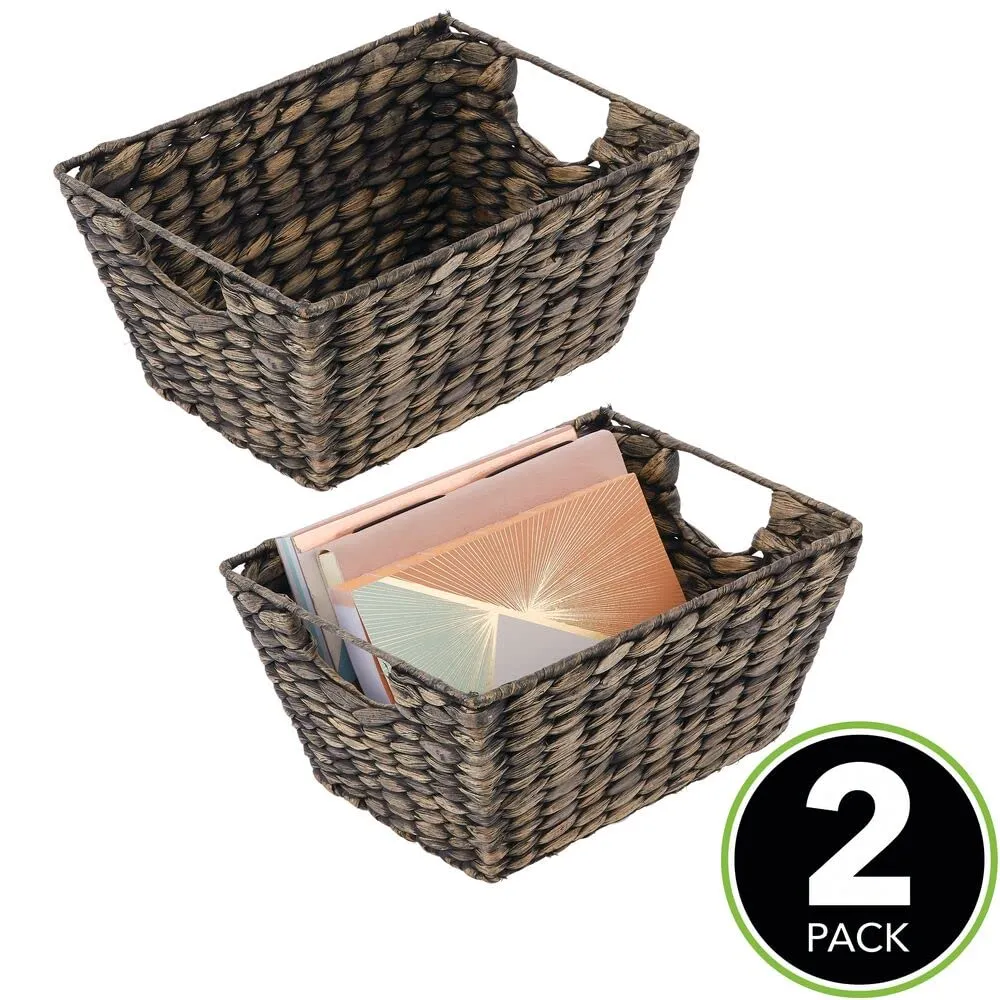mDesign Korb geflochten Wasserhyazinthe schwarz 2er-Set