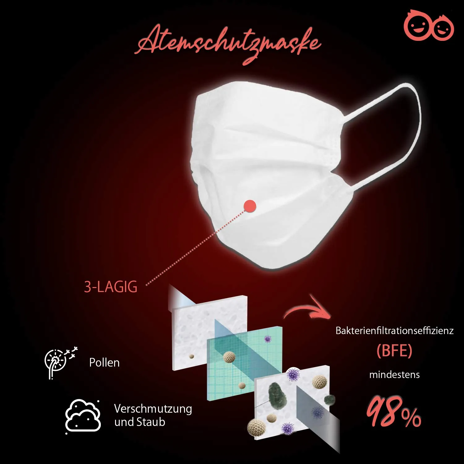 Iris Ohyama Mask PK Einwegmaske Größe S Weiß 105 Stück