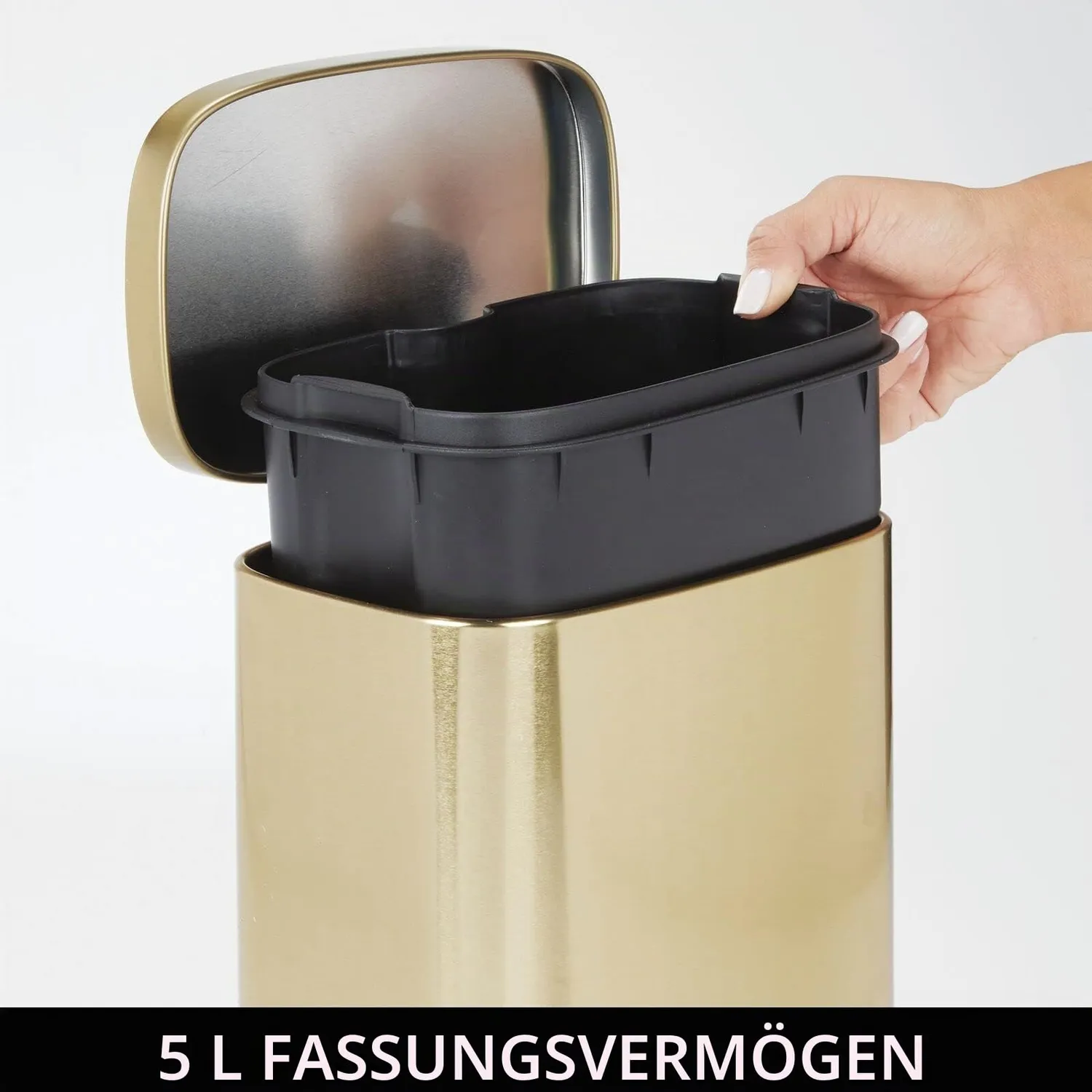 mDesign Tretmülleimer 5 L Edelstahl Mülleimer messingfarben