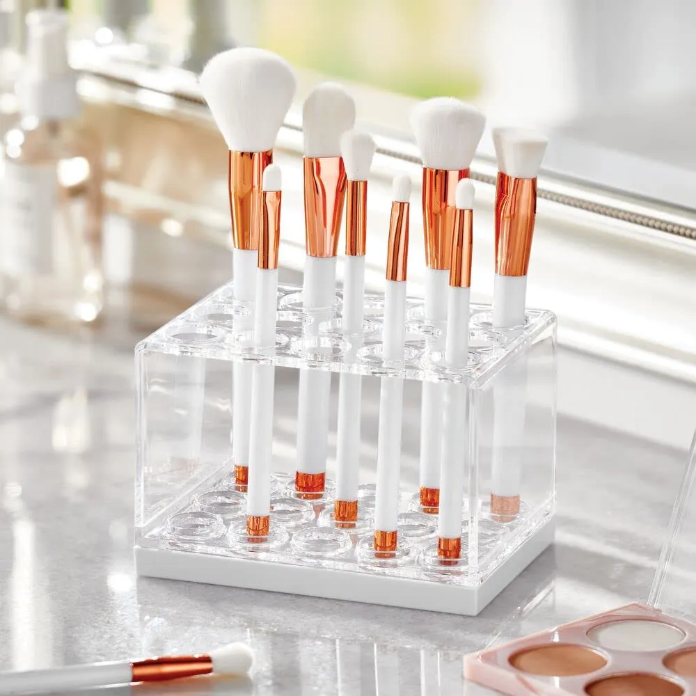 mDesign Kosmetik Organizer 15 Fächer transparent-weiß für Stifte