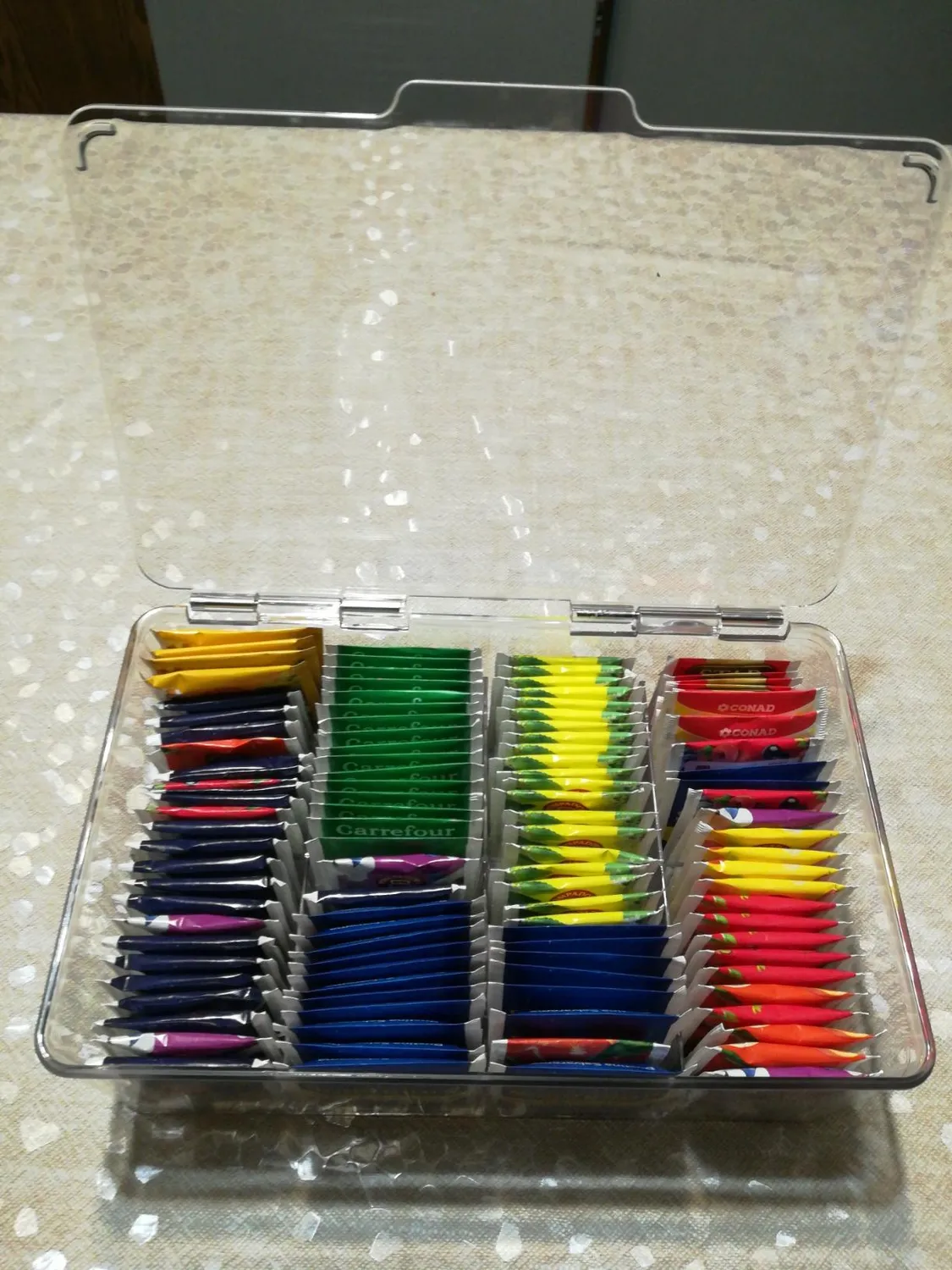 mDesign Küchen Organizer Teebox 8 Fächer transparent
