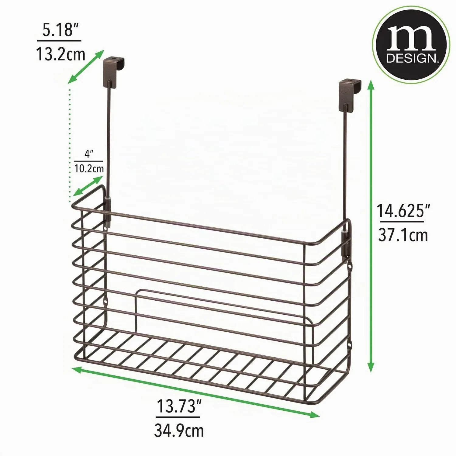 mDesign Küchenregal Einhängen Schranktür-Organizer bronze