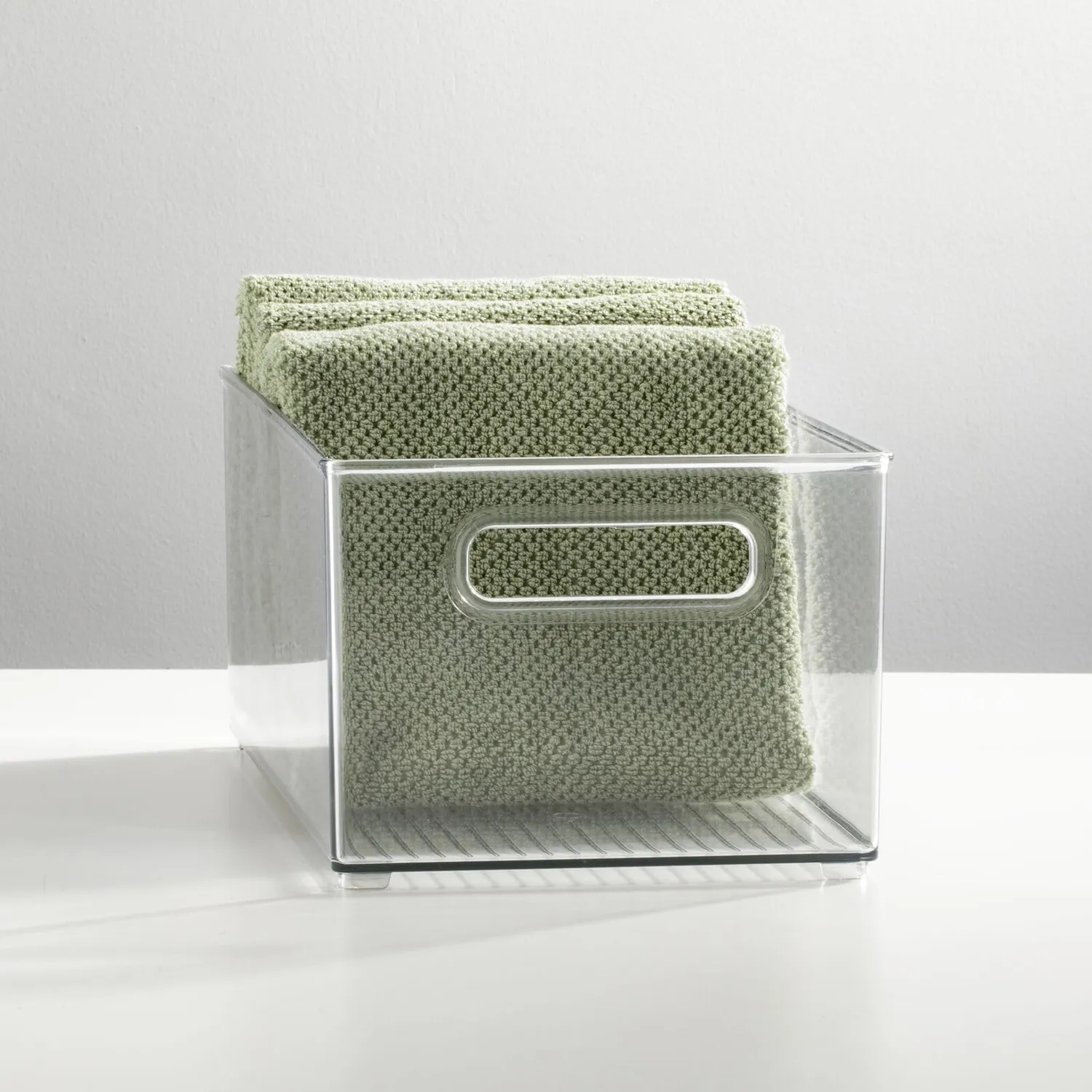 mDesign Ablagebox mit Griffen Aufbewahrungsbox 2er-Set transparent