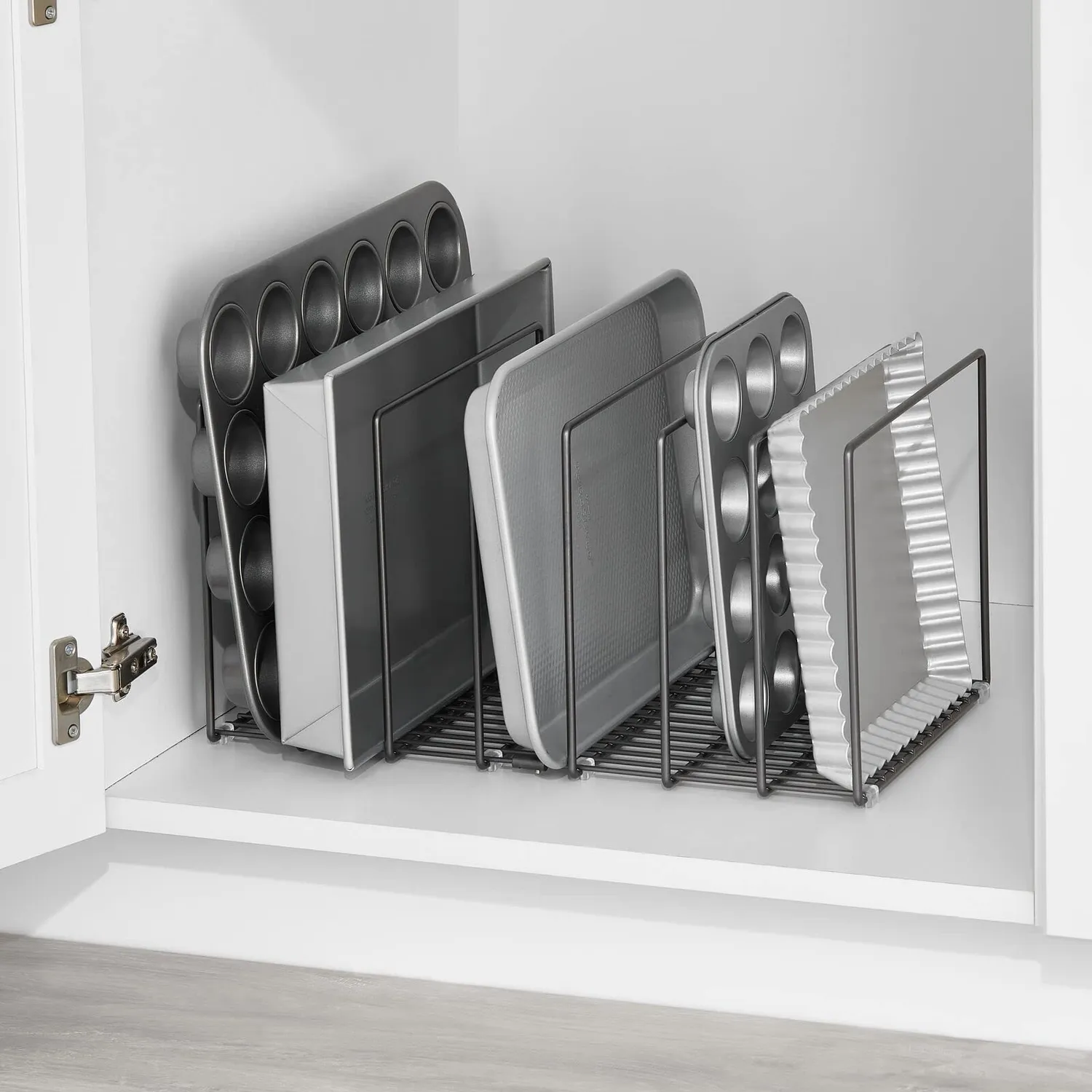 mDesign Pfannenhalter Metall grau 8 Fächer extra breit
