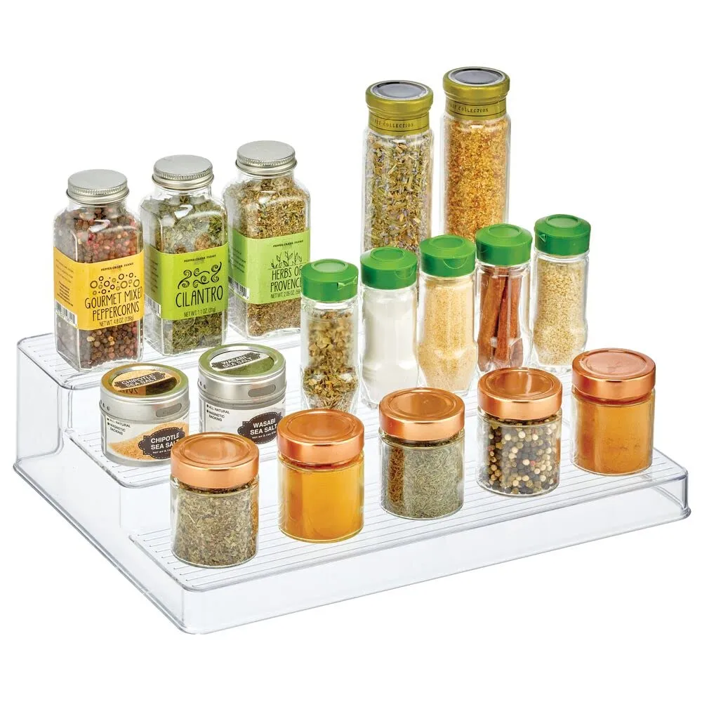 mDesign Gewürzregal 3 Ebenen Transparent Kunststoff