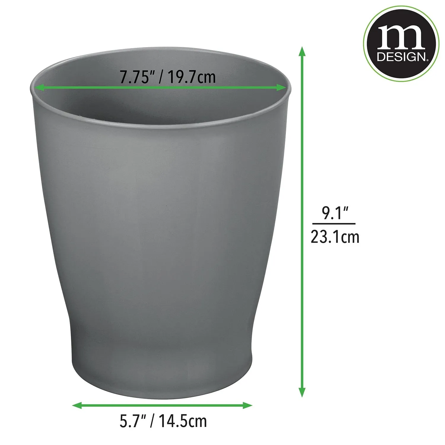 mDesign MetroDecor Abfalleimer 4,7L Anthrazit Bad