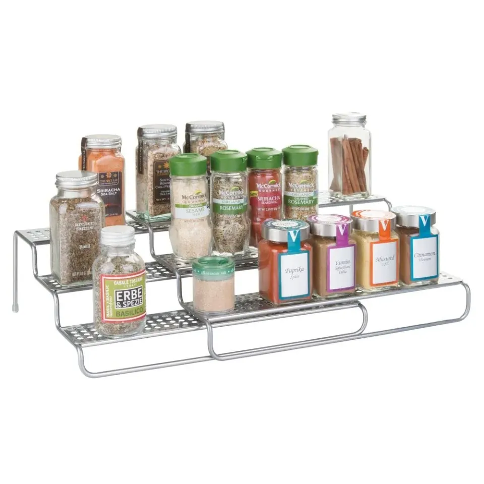 mDesign Gewürzregal ausziehbar Metall silber 35,5 cm