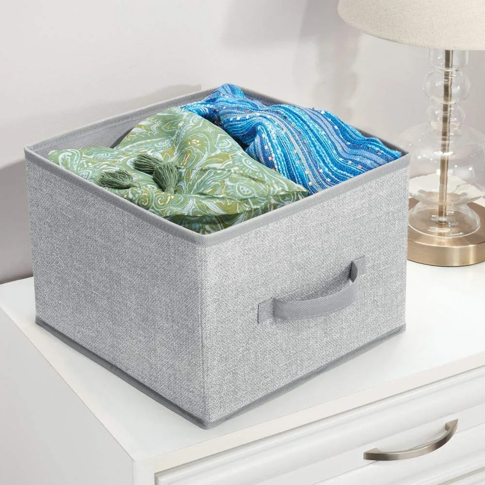 mDesign Aufbewahrungsbox Stoff grau 2er-Set Jute-Optik