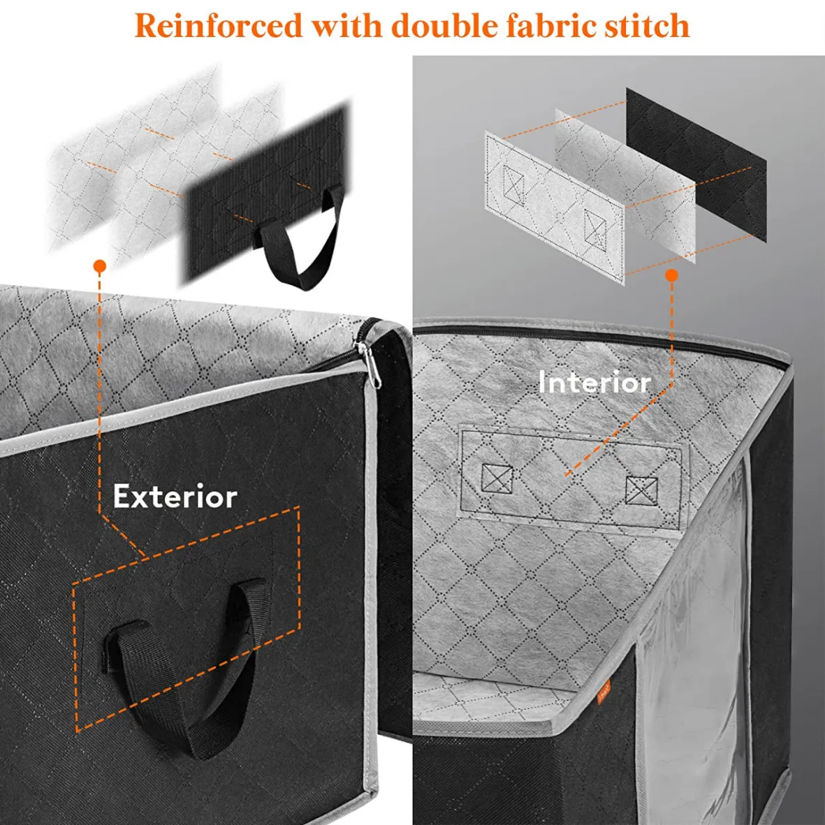 Lifewit Aufbewahrungstasche 90L Schwarz 3er Pack Fenster