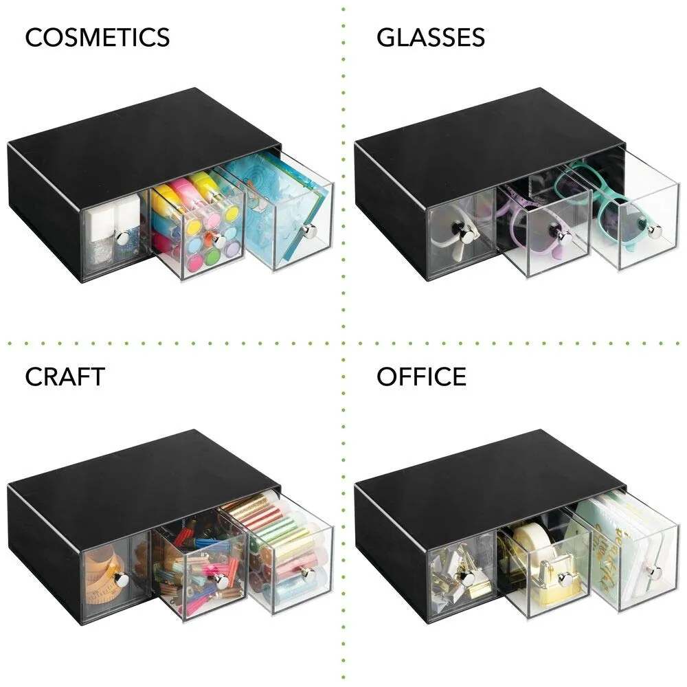 mDesign Schubladenbox Kosmetik Organizer 3 Schubladen schwarz