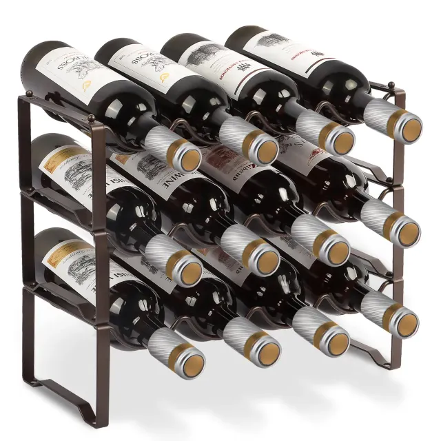 BOMCLAP Weinregal Metall 12 Flaschen bronze stapelbar