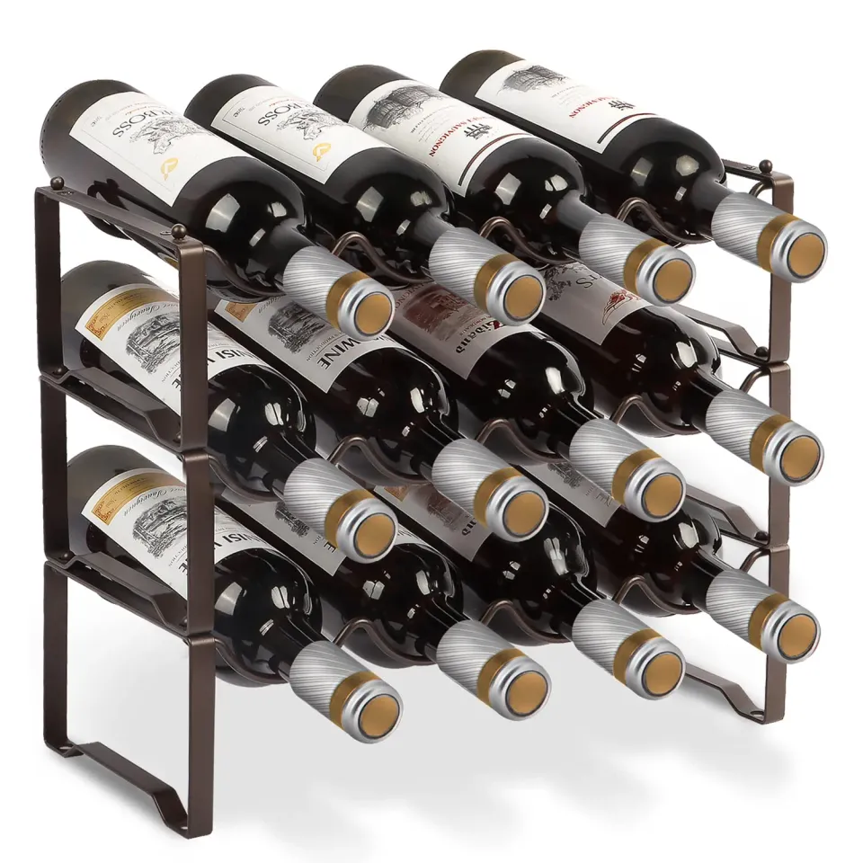 BOMCLAP Weinregal Metall 12 Flaschen bronze stapelbar
