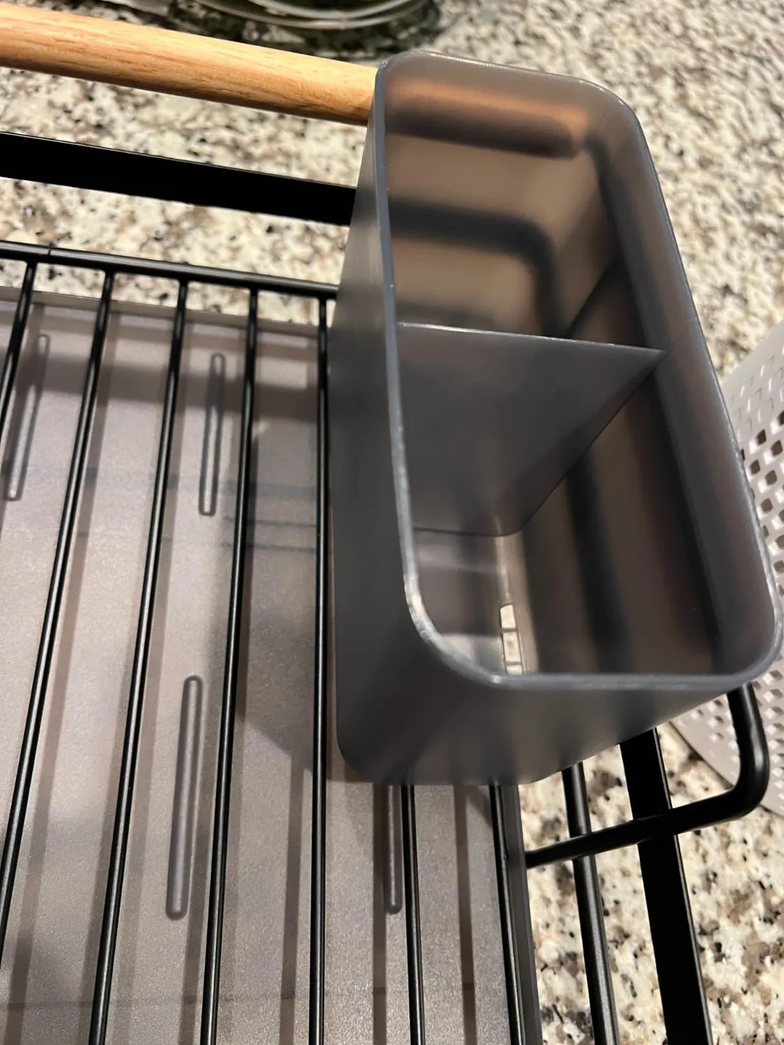 mDesign Geschirrabtropfer Metall mattschwarz mit Holzgriffen