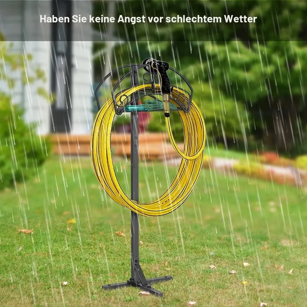 BOMCLAP Gartenschlauchhalter freistehend Metall schwarz Ablage