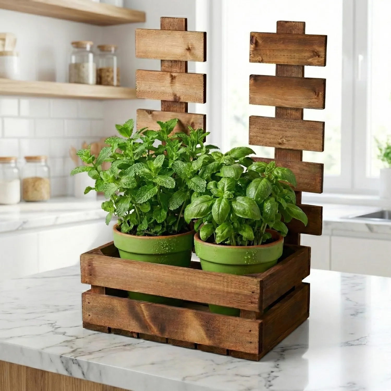 GoodFreshDecor Blumenkasten Rankhilfe 34x21x47 Braun Holz