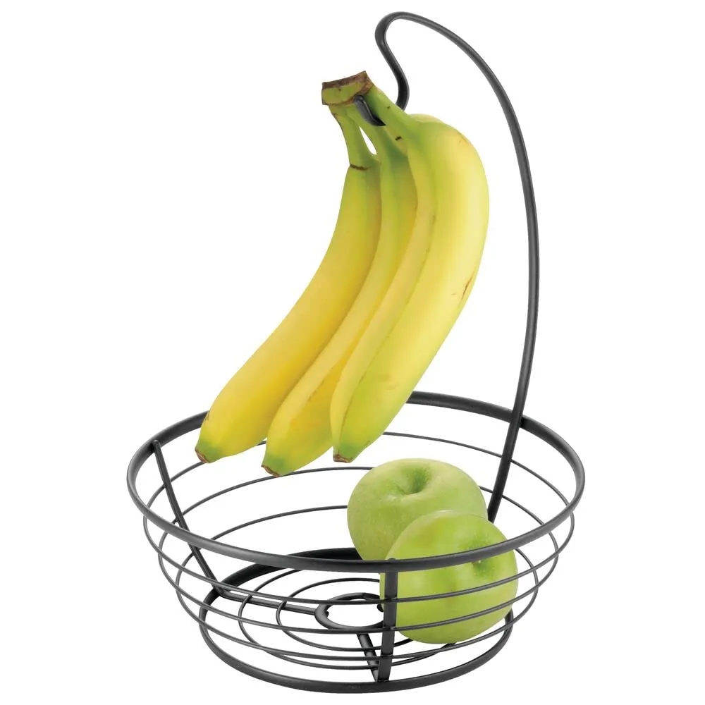 M Design Obstkorb mit Bananenhaken mattschwarz Metall