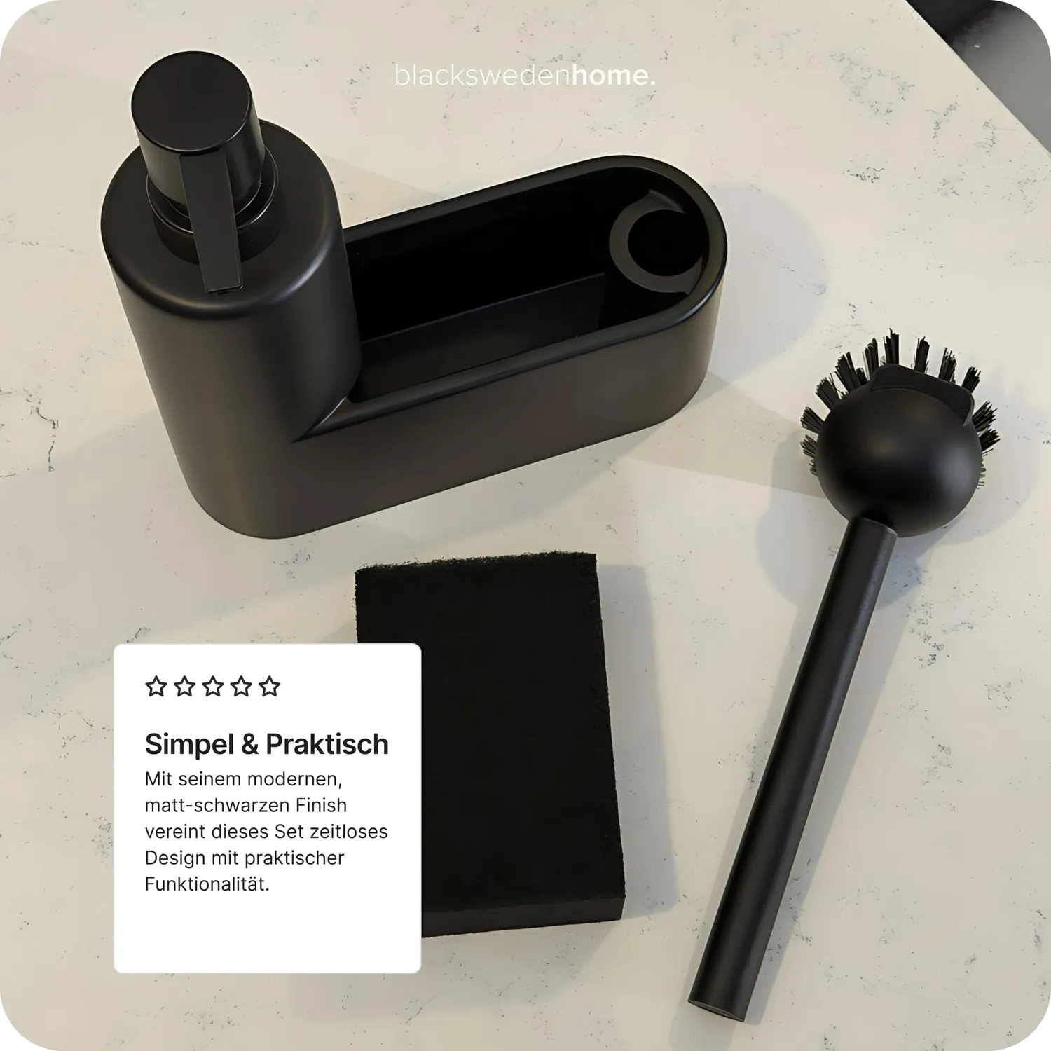 Black Spülbecken Organizer Kunststein schwarz matt