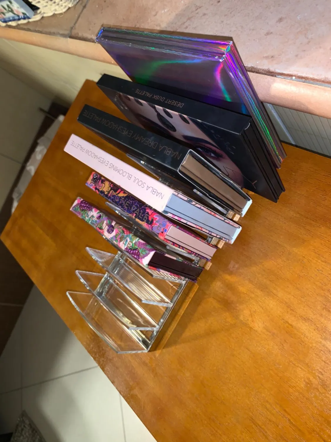 mDesign Kosmetik Organizer Kunststoff 9 Fächer transparent-messing
