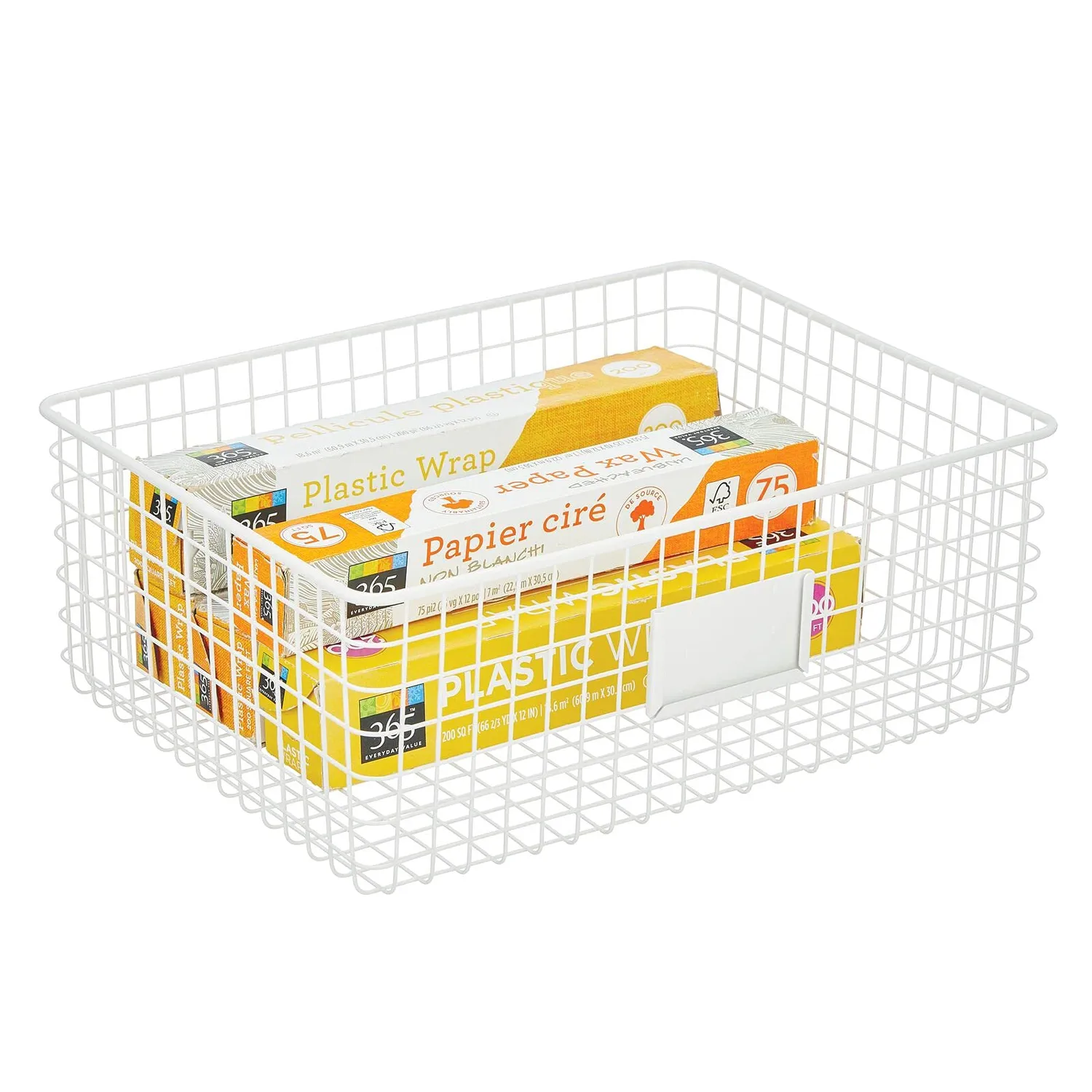 mDesign Allzweckkorb Drahtkorb weiß 4er-Set mit Etikett